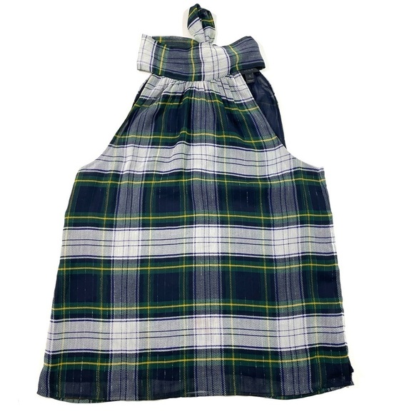 J Crew Tie Neck Halter Blouse Stewart Plaid  H3481 - Picture 2 of 8